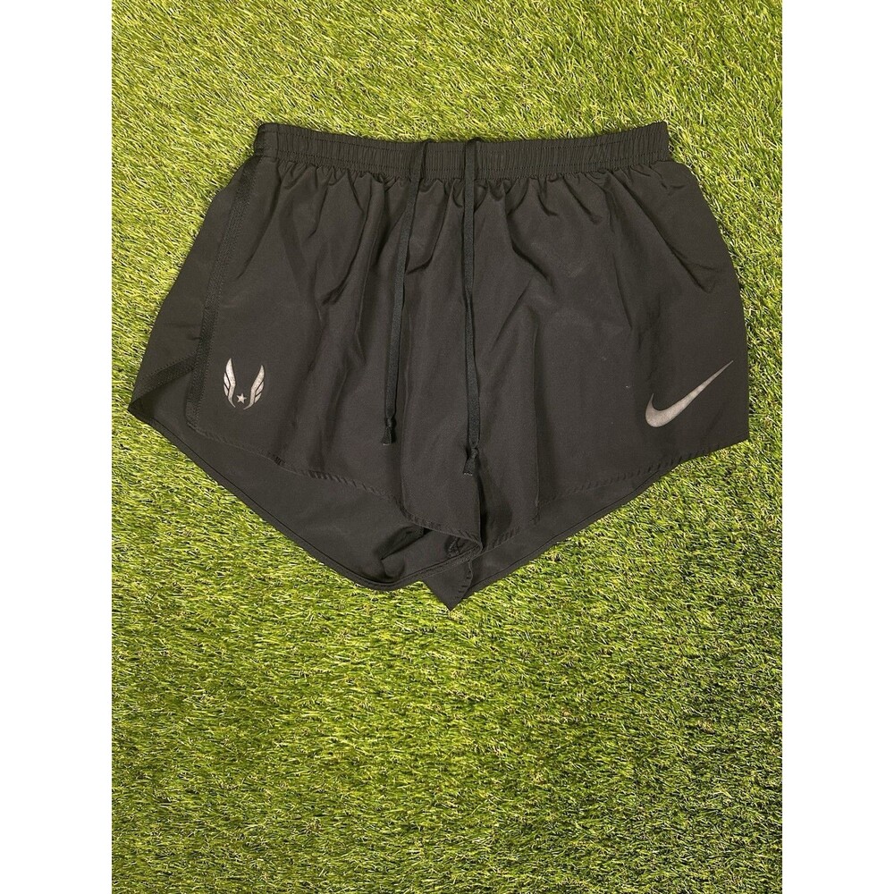Nike Dri-Fit Black USATF Track Shorts M | Logo & Wings Design